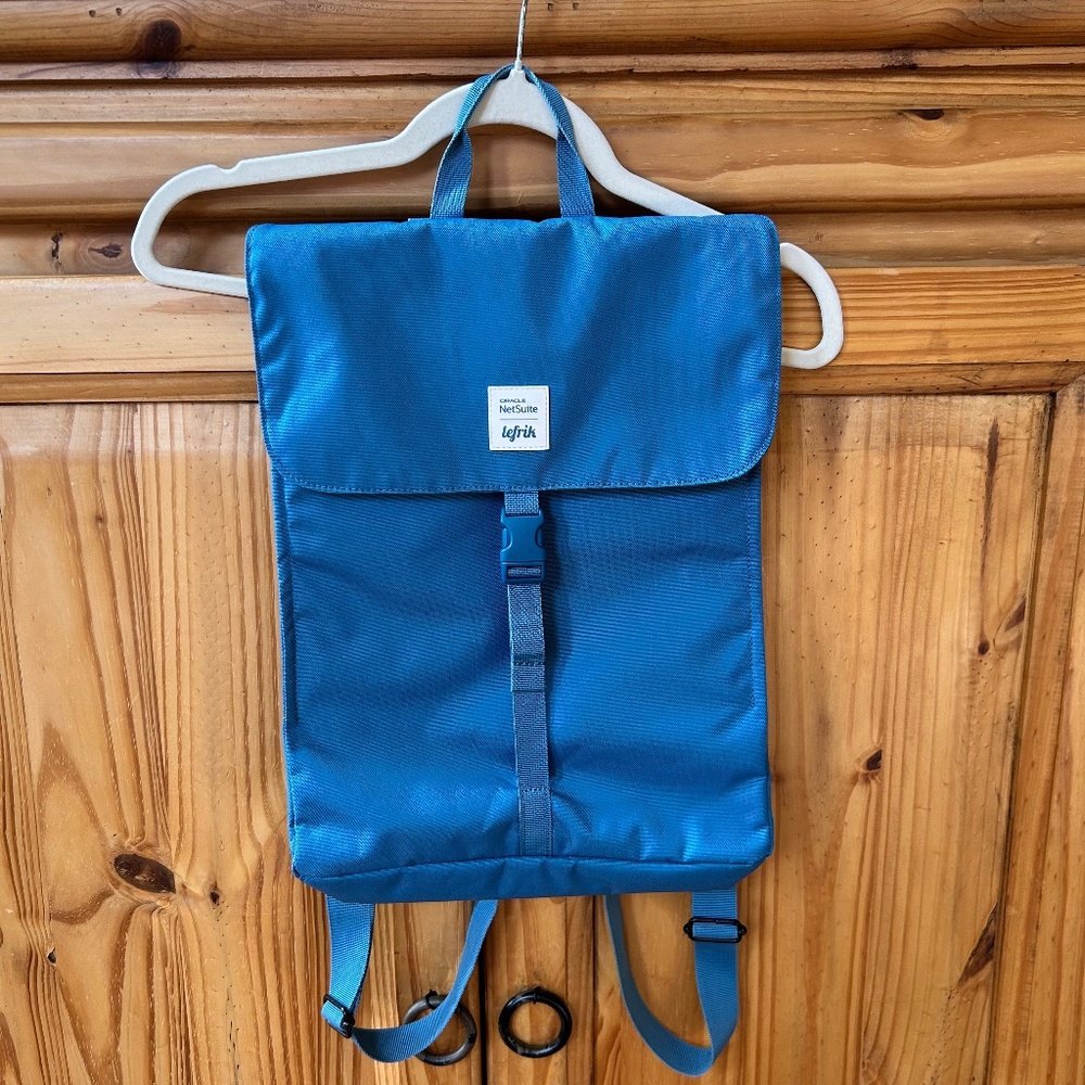 Lefrik Netsuite Handy‎ Mini Backpack Blue with Oracle Patch Laptop Sleeve Unisex